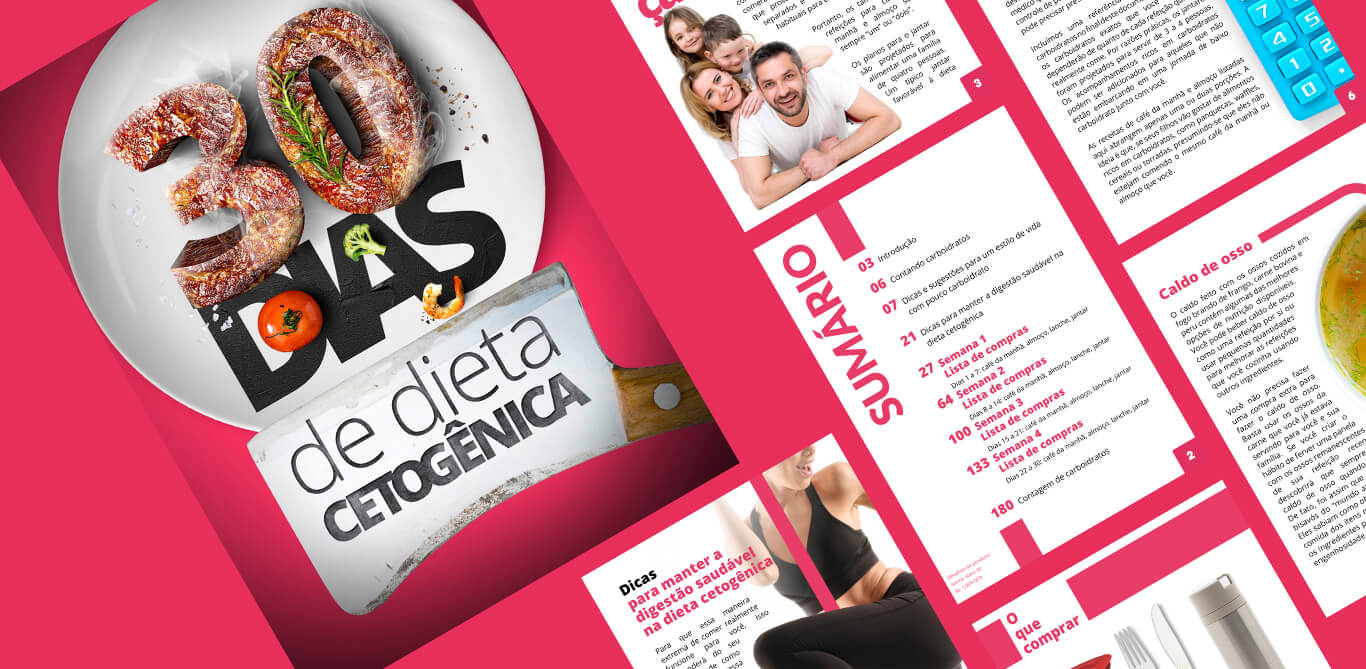 Infoproduto criado pela Agência de Marketing Digital Asirios para o programa 30 Dias de Dieta Cetogênica